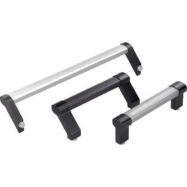 Tubular Handle L=516, Form:C Aluminum, Black Anodized, Comp:Stainless Steel, A=500, D=M08